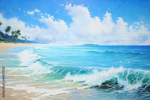 Beach Scenes  Inspiring Tropical Beach Seascape Horizon Digital Image
