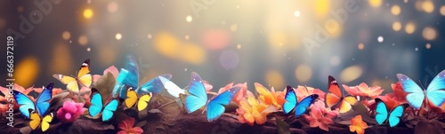 Beautiful butterflies banner	 photo