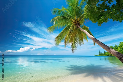 Beach with Palm Tree  Stunning Beach Sea View to Relax and Unwind