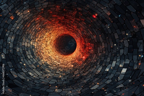 Black Hole Wallpaper  Vintage Abstract Illustration featuring Mosaic Structure