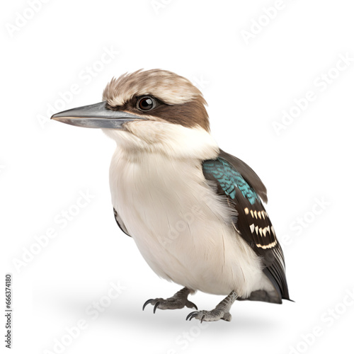 Side view of a kookaburra bird with standing pose, isolated on transparent background. 