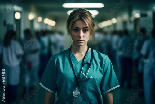 Portrait photo of a nurse in her uniform in the hospital