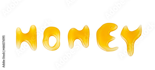 Canvastavla The word HONEY is written using honey.