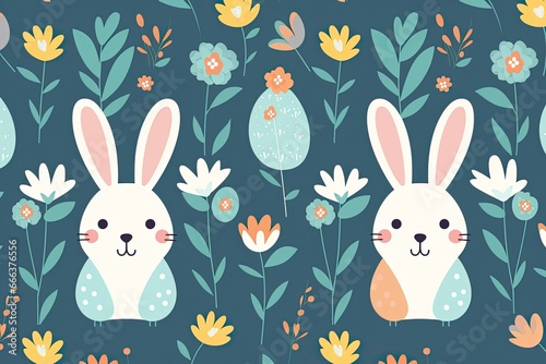 Easter Bunnies Wallpaper: Flat Seamless Texture for Festive Delights