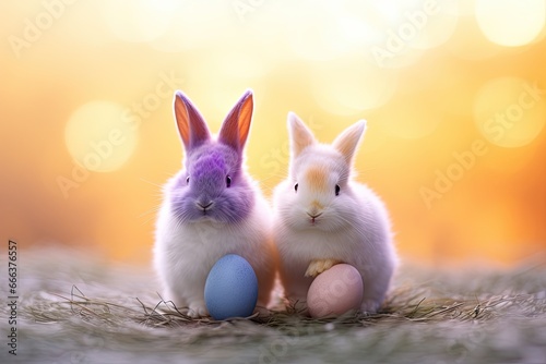 Easter Bunnies Wallpaper: Grainy Blurred Gradient Background for Festive Celebrations © Michael