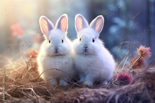 Easter Bunnies Wallpaper: Grainy Blurred Gradient Background for Festive Vibes © Michael