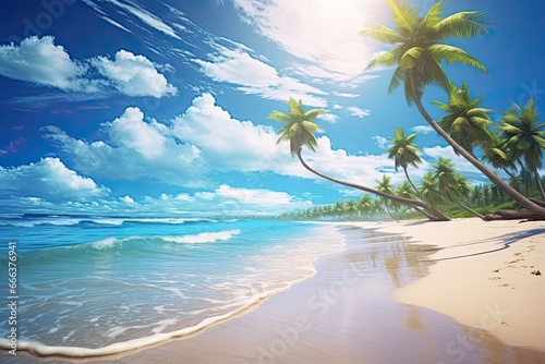 Sunny Day Tropical Beach: Captivating Empty Seascape & Beachscape Image