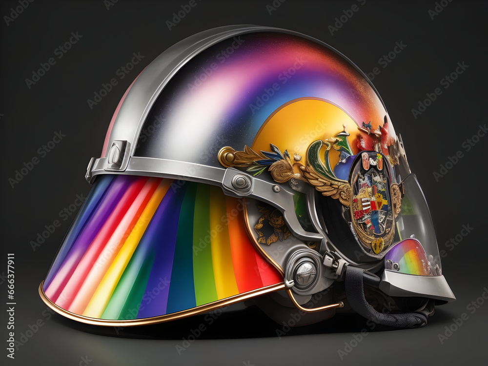 colourful helmet and goggles