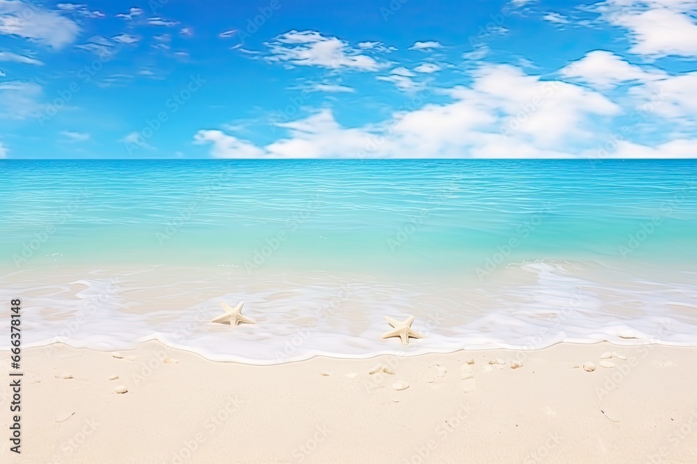 Holiday Summer Beach Background - Panorama of Beautiful White Sand Beach and Turquoise Water