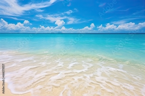 Holiday Summer Beach Background: Stunning Panorama of Turquoise Water and Beautiful White Sand Beach