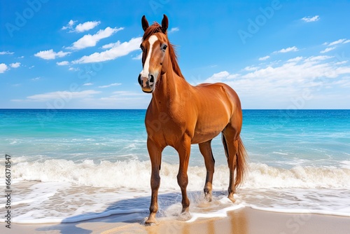 Vacation Travel Holiday Beach Banner Image: Horse on Beach - Dreamy Equine Retreat