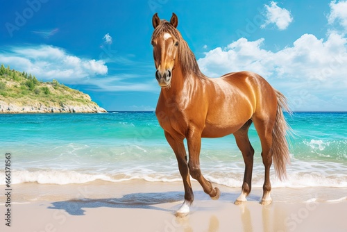 Horse on Beach: Vacation Travel Holiday Beach Banner Image