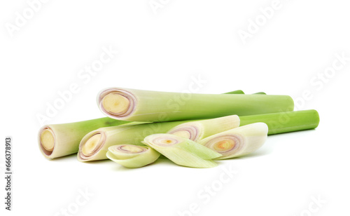 Fresh lemongrass on white background