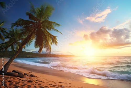 Inspire Tropical Beach Seascape Horizon: Palm Tree Beachscape