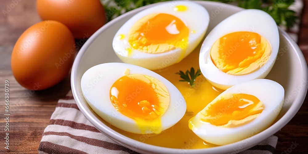 half-boiled egg on a plate half-boiled egg on a plate