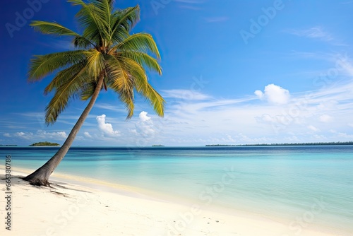 Palm Tree Beach: Stunning Digital Image of a Tranquil Palm Tree on a Beautiful Beach