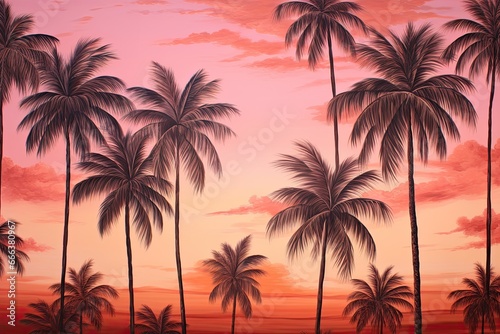 Close Up Palm Tree Sunset Wallpaper: Stunningly Detailed Tropical Paradise