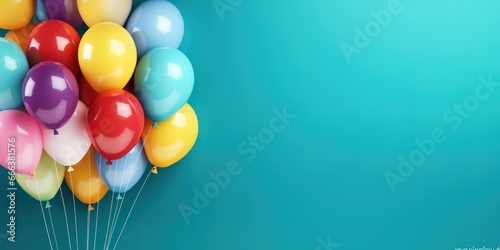 colorful balloons on a light blue background