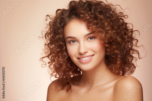 Photo of beauty female with curly hairs