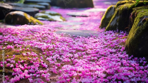 A carpet of moss phlox  its vibrant colors signaling the arrival of spring.