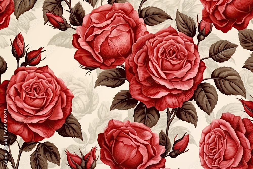 Red Roses Wallpaper: Stunning Fabric Texture Surface for Interior Wall Design