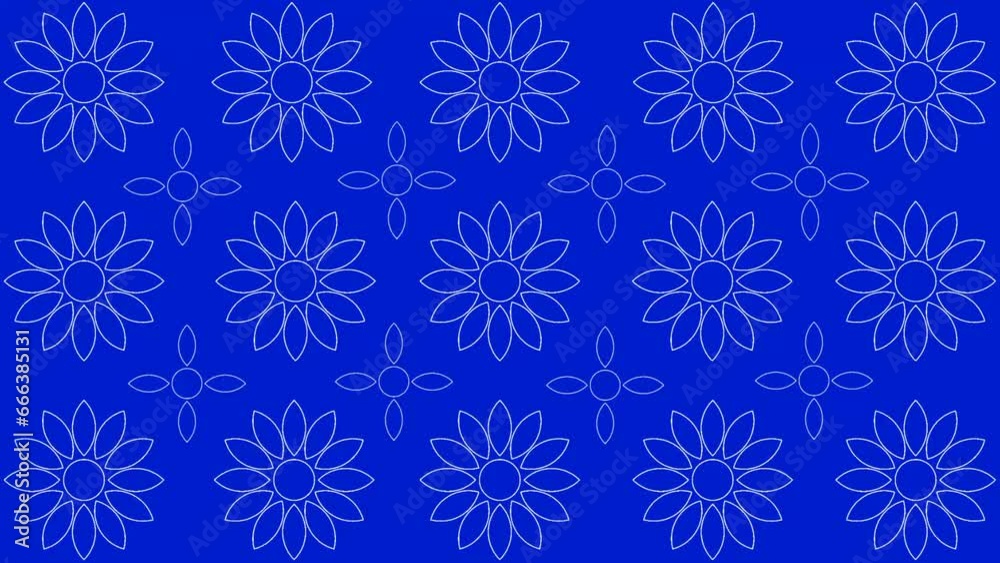 animated floral background in line art style rotating on a blue screen animated floral background in line art style rotating on a blue screen