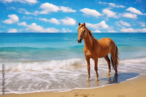 Summer Beach: Stunning Horse on the Beach - Captivating Coastal Scenery