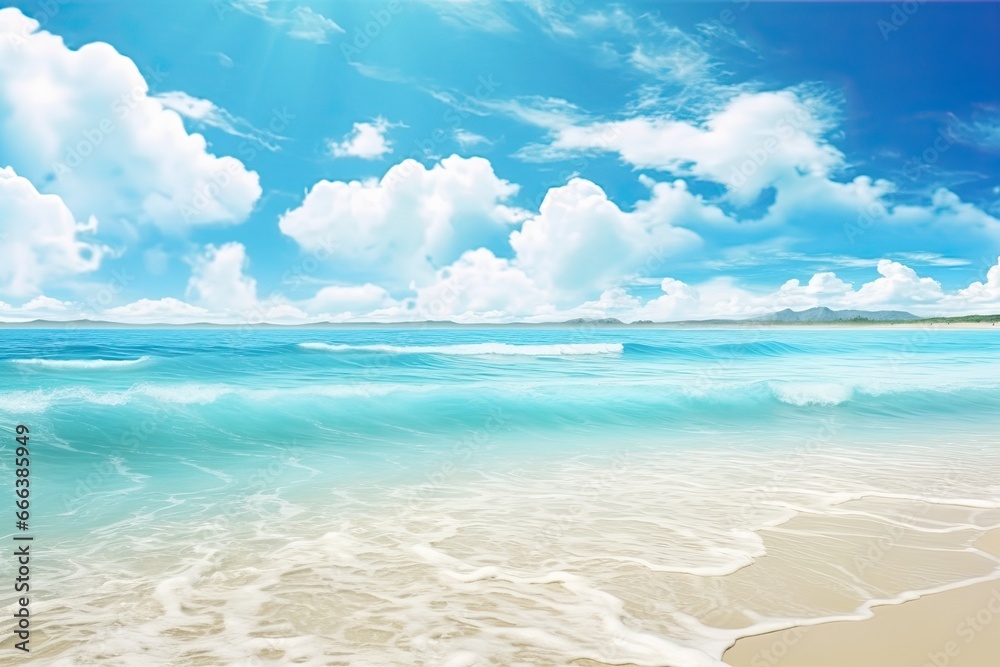 Sunny Day Beach: Wide Panorama Beach Background Concept - Stunning Image of a Serene Coastal Landscape