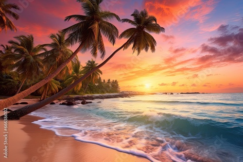 Sunset Beach Images  Exploring a Tropical Paradise with White Sand and Coco Palms