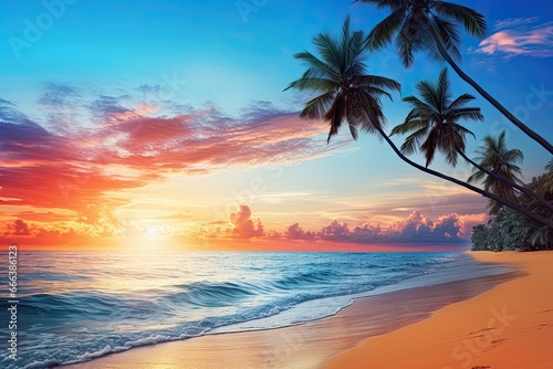 Spectacular Sunset Beach Images: Vacation Travel Holiday Beach Banner Image photo