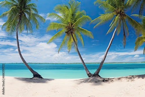 Vacation Travel Holiday Beach Banner Image: Palm Trees on Beach - Captivating and Serene Destination