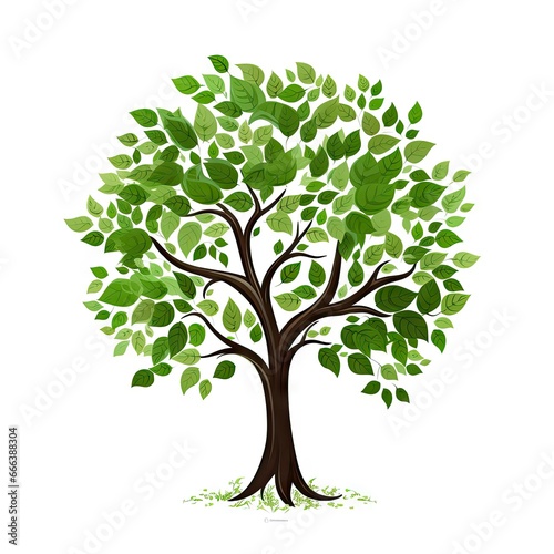 Nature artistry. Green leaf illustration. Summer palette. Vibrant tree icon design. Symbol of growth. Spring trees silhouette. Seasons unveiled © Thares2020