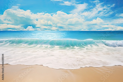 Beach Landscape: Captivating Wave of the Sea on the Sand Beach