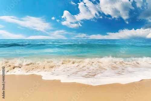 Wave of the Sea on the Sand Beach  Wide Panorama Beach Background Concept