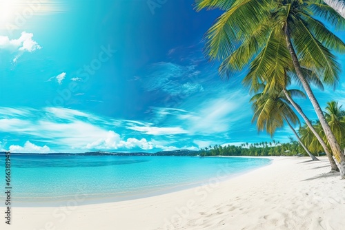 Wide Panorama Beach Background Concept: Tropical Holiday Beach Banner