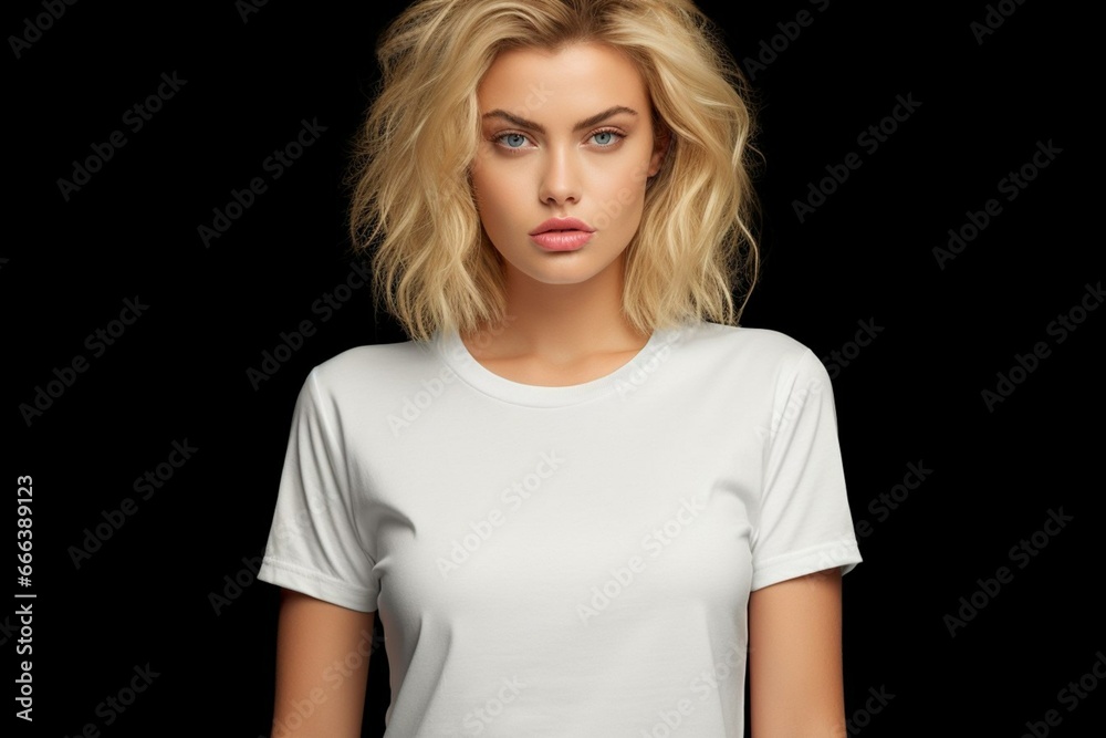 Young model posing for photo with a blank t-shirt Young model posing for photo with a blank t-shirt