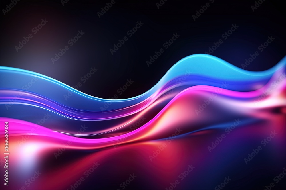 Fototapeta premium abstract futuristic background with pink blue glowing neon moving high speed wave lines and bokeh lights. Data transfer concept Fantastic wallpaper