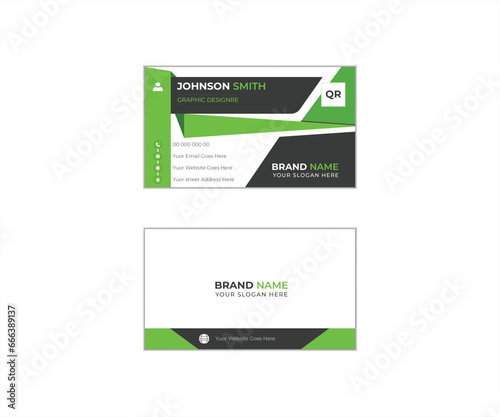 Business Card Layout. White and orange business cred template. Corporate Business . photo