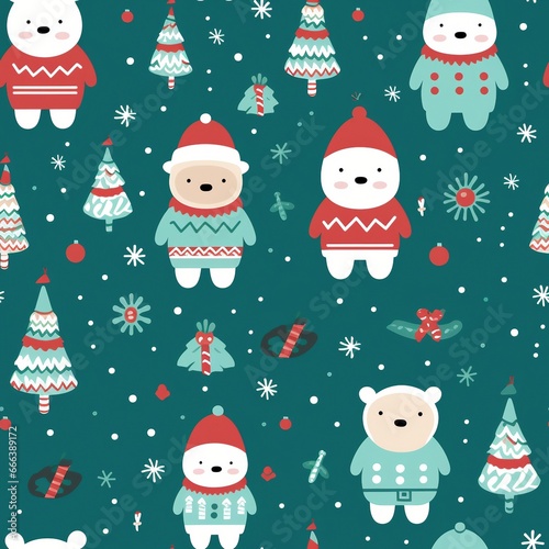 christmas background with snowman seamless patterns 