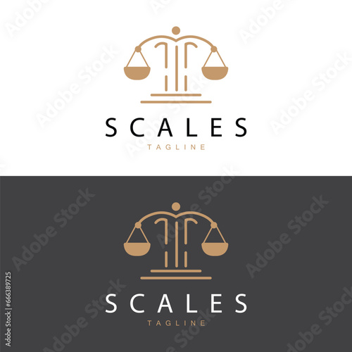 Legal Justice Scales Logo Design With Simple Line Model For Company Brands