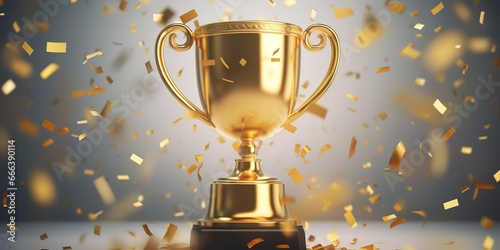 gold trophy with confetti effect