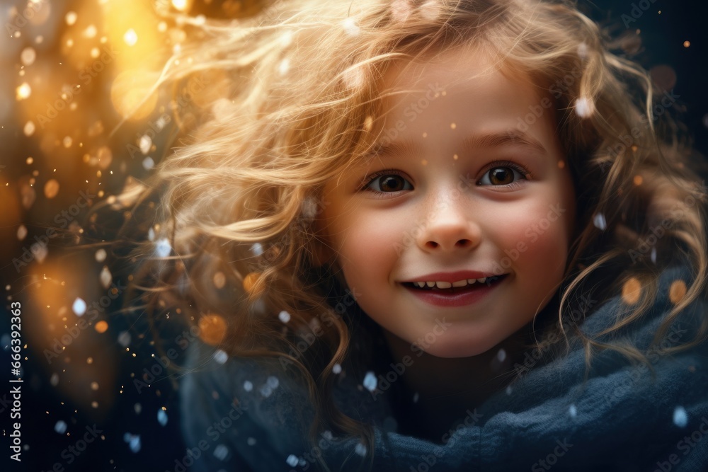 A closeup portrait capturing the magic of a child's imagination A closeup portrait capturing the magic of a child's imagination
