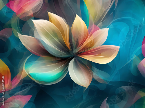 3d Abstract background line flower art water