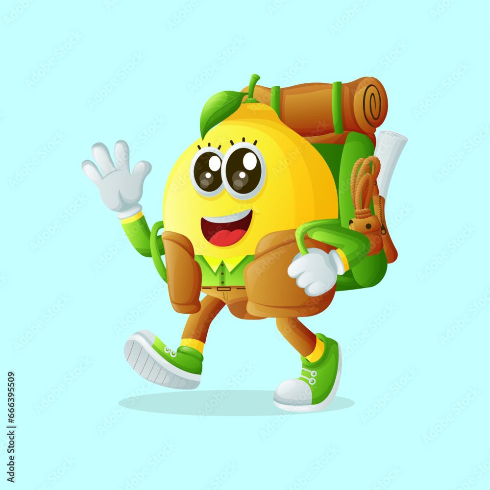 Obraz premium Cute lemon character on vacation