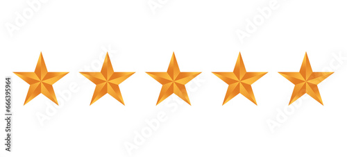 five stars isolated over white background 5 star rating or good service concept