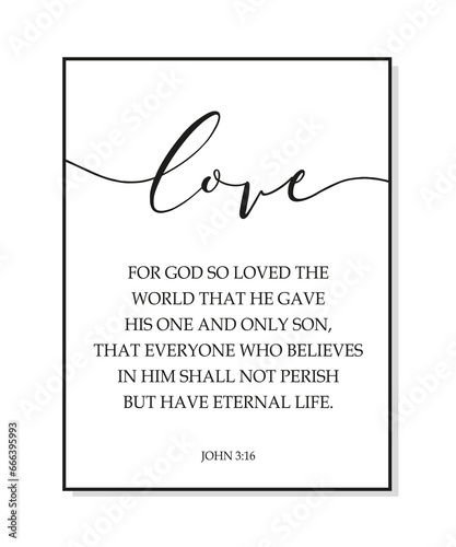Love. Bible, religious vector quote. Lettering typography poster christian word - Love. Modern design frame. Vector word illustration. Wall art sign bedroom, wall decor.