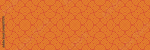 Oriental 3D Background Pattern. Seamless Wave Circles Motif. Modern Asian Vector Design with Vintage Retro Feel for Lunar New Year. Elegant Geometric Mandala Design.