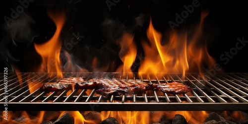 slices of meat being grilled photo