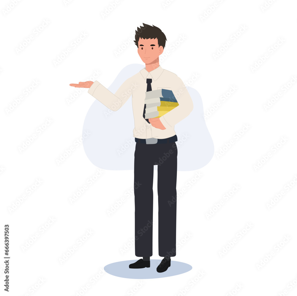 Thai University Student in Uniform Holding a Book and Giving a friendly Welcome Gesture Thai University Student in Uniform Holding a Book and Giving a friendly Welcome Gesture