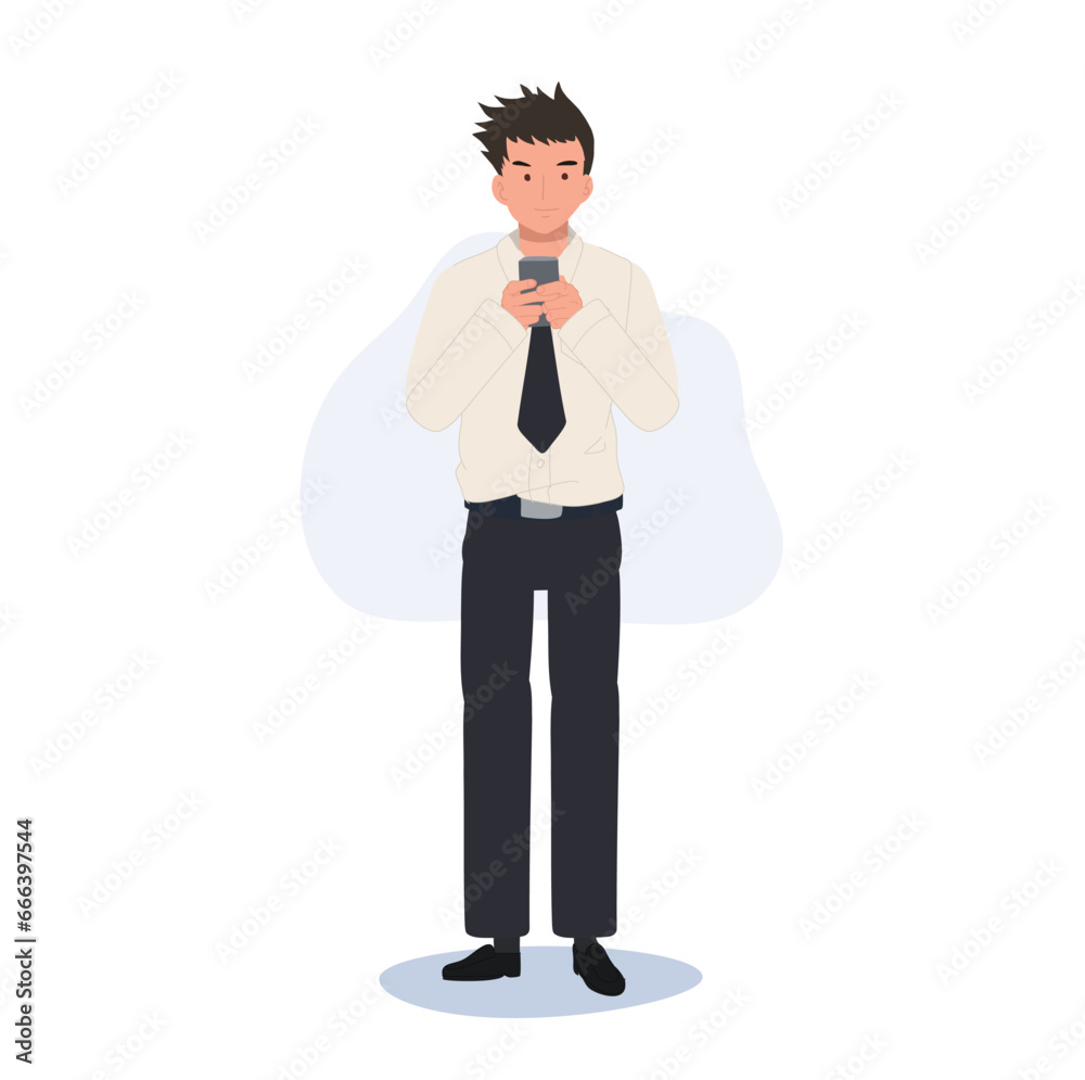 Thai university Student in uniform is Messaging on Smartphone, Texting on Phone Thai university Student in uniform is Messaging on Smartphone, Texting on Phone